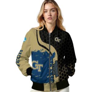 georgia tech yellow jackets hexagonal pattern gold black jacket latest model