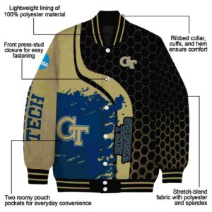 georgia tech yellow jackets hexagonal pattern gold black jacket new arrival
