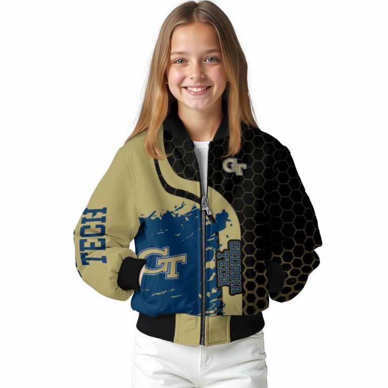 georgia tech yellow jackets hexagonal pattern gold black jacket top rated