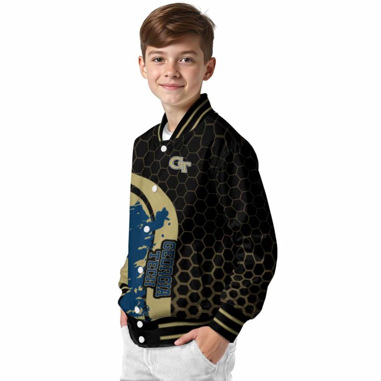 georgia tech yellow jackets hexagonal pattern gold black jacket trendy