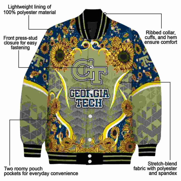 georgia tech yellow jackets sunflower bloom gold yellow jacket new arrival