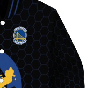 golden state warriors hexagonal pattern blue black jacket premium grade