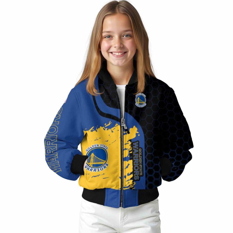 golden state warriors hexagonal pattern blue black jacket top rated