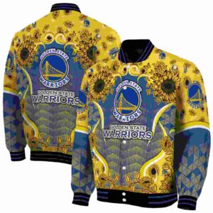 golden state warriors sunflower bloom blue yellow jacket fashion forward