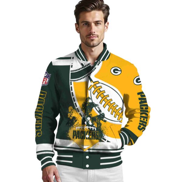 green bay packers baseball stitching gold white jacket high quality