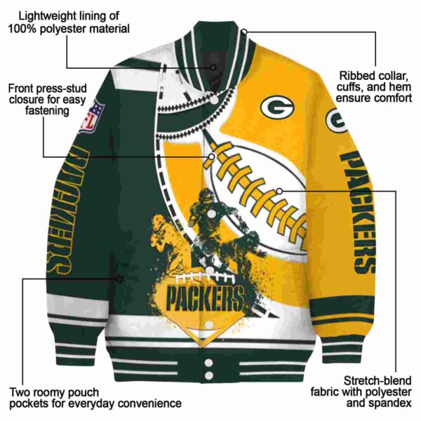 green bay packers baseball stitching gold white jacket new arrival