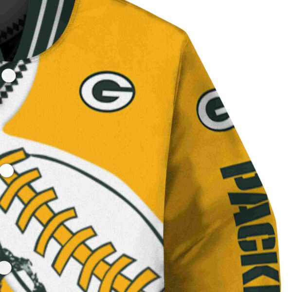 green bay packers baseball stitching gold white jacket premium grade