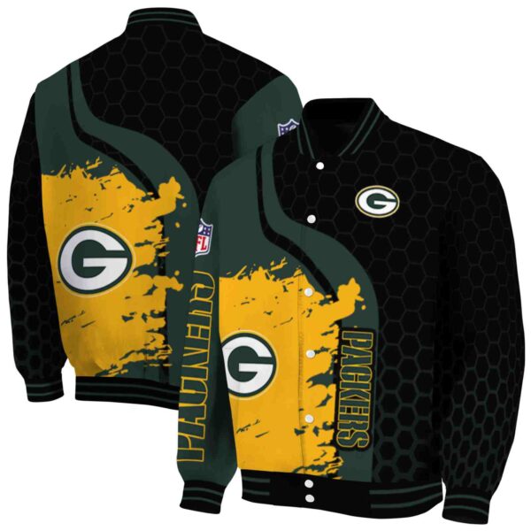green bay packers hexagonal pattern green black jacket fashion forward