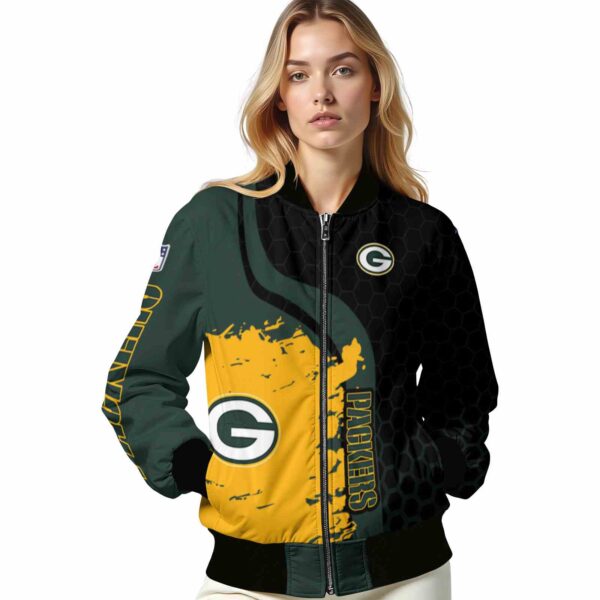 green bay packers hexagonal pattern green black jacket latest model
