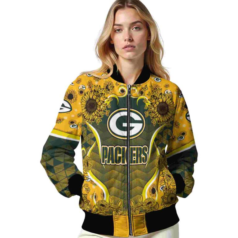 green bay packers sunflower bloom green yellow jacket latest model