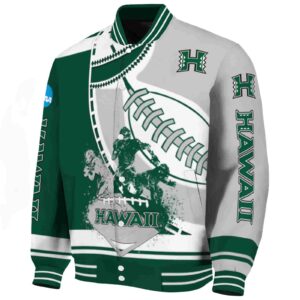 hawaii rainbow warriors baseball stitching silver white jacket best selling
