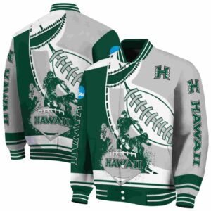 hawaii rainbow warriors baseball stitching silver white jacket fashion forward