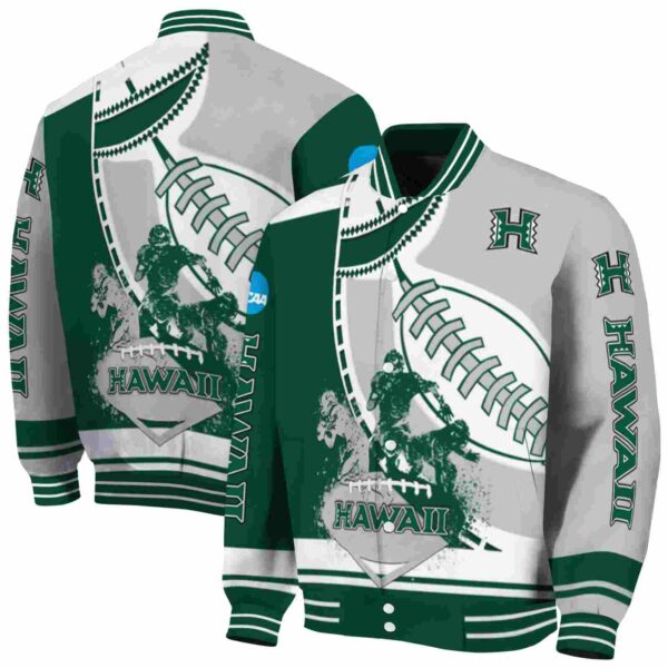 hawaii rainbow warriors baseball stitching silver white jacket fashion forward