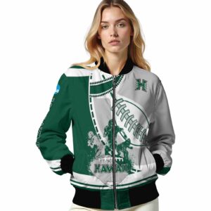 hawaii rainbow warriors baseball stitching silver white jacket latest model