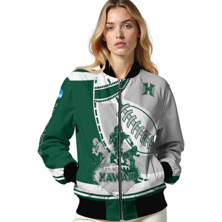 hawaii rainbow warriors baseball stitching silver white jacket latest model