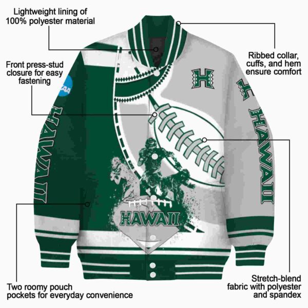 hawaii rainbow warriors baseball stitching silver white jacket new arrival