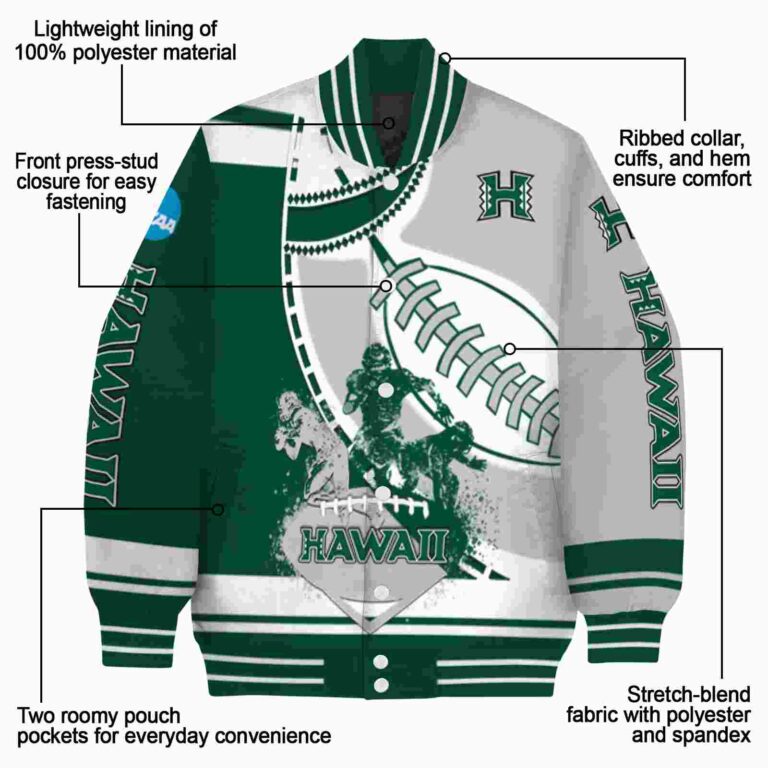 hawaii rainbow warriors baseball stitching silver white jacket new arrival