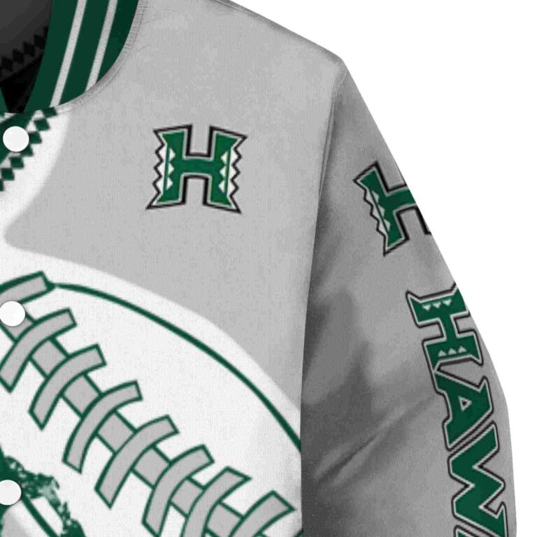 hawaii rainbow warriors baseball stitching silver white jacket premium grade