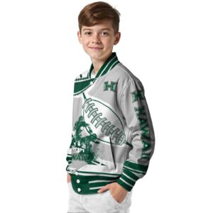 hawaii rainbow warriors baseball stitching silver white jacket trendy