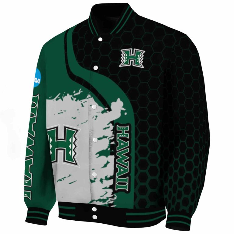 hawaii rainbow warriors hexagonal pattern green black jacket best selling