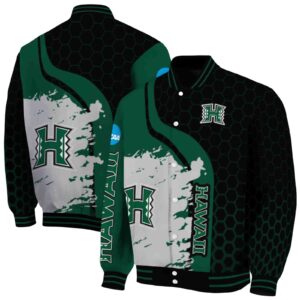 hawaii rainbow warriors hexagonal pattern green black jacket fashion forward