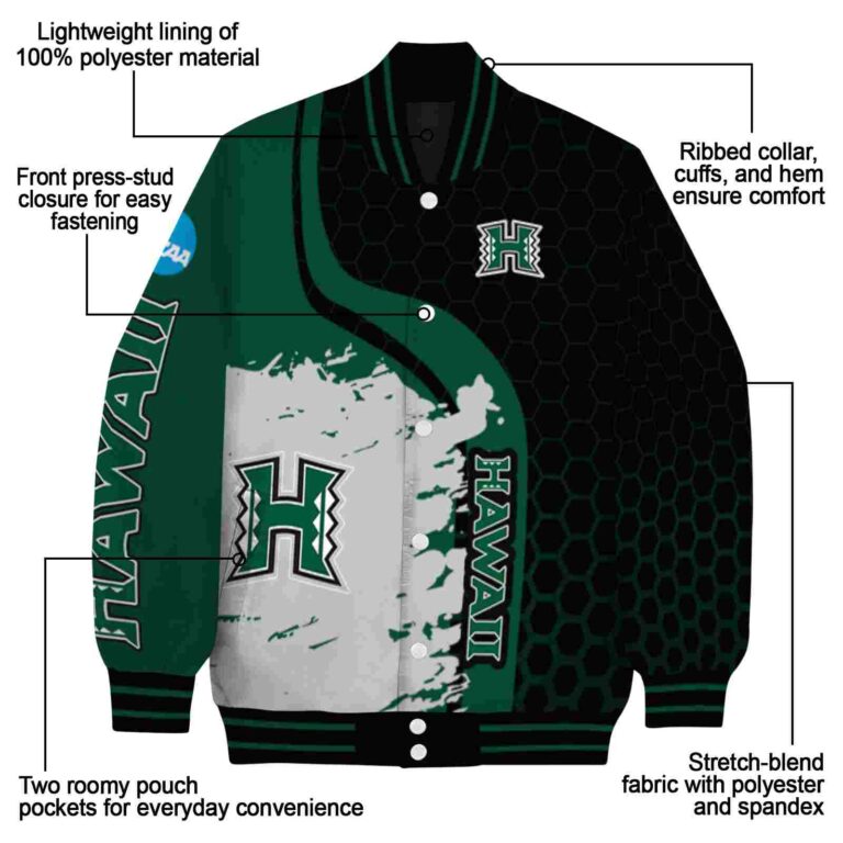 hawaii rainbow warriors hexagonal pattern green black jacket new arrival