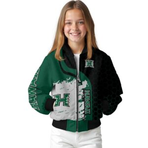hawaii rainbow warriors hexagonal pattern green black jacket top rated