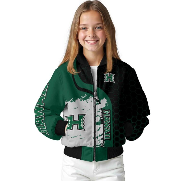 hawaii rainbow warriors hexagonal pattern green black jacket top rated
