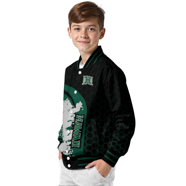 hawaii rainbow warriors hexagonal pattern green black jacket trendy