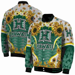 hawaii rainbow warriors sunflower bloom green yellow jacket fashion forward