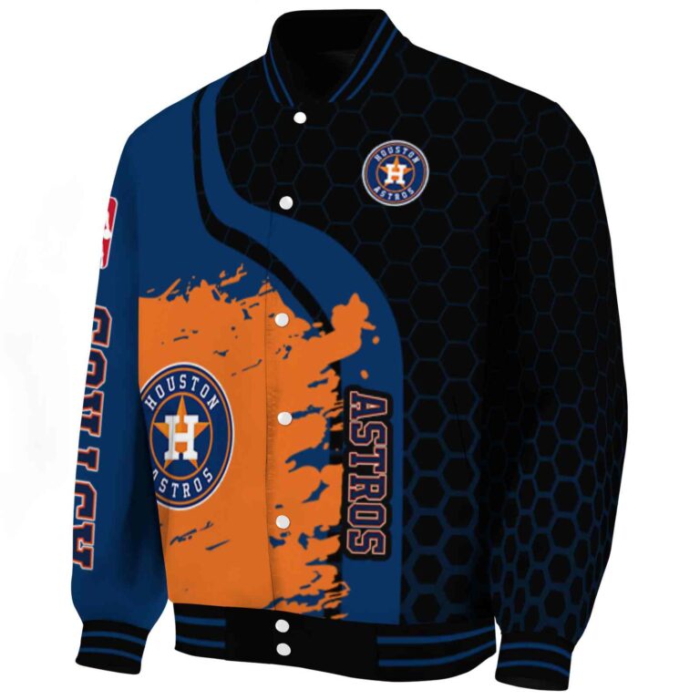 houston astros hexagonal pattern blue black jacket best selling