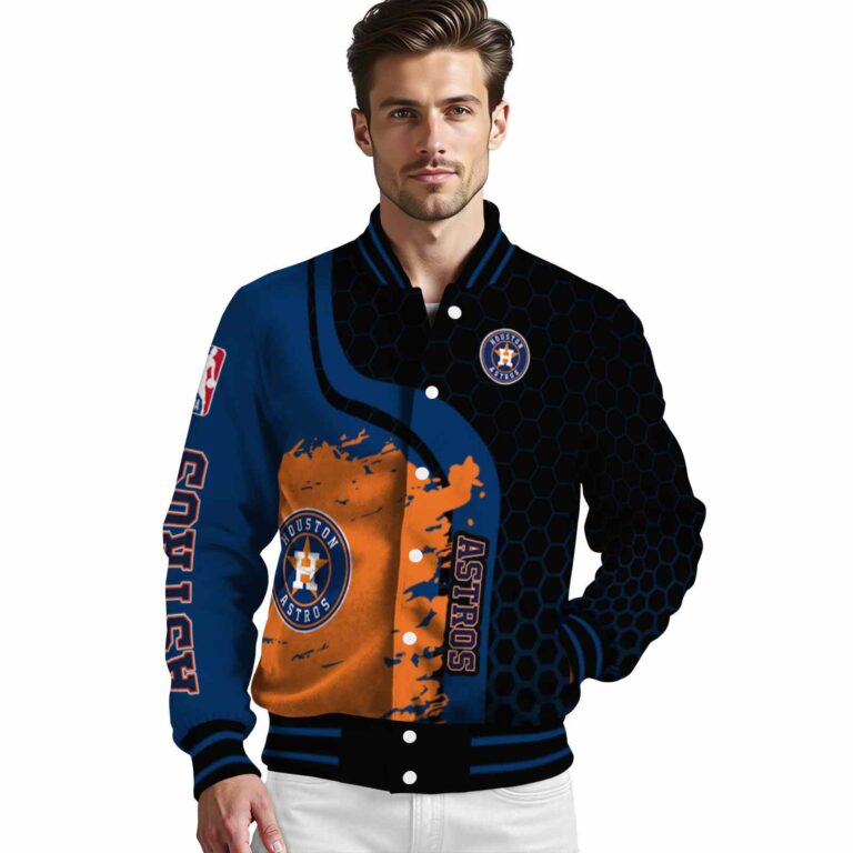 houston astros hexagonal pattern blue black jacket high quality