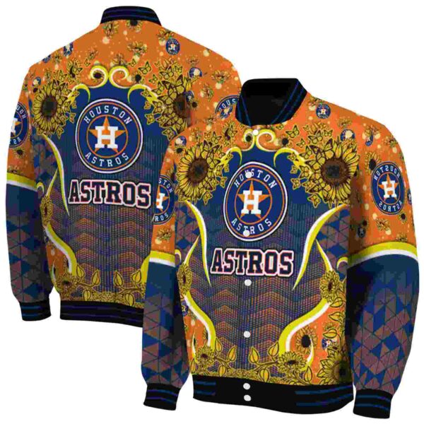 houston astros sunflower bloom blue yellow jacket fashion forward