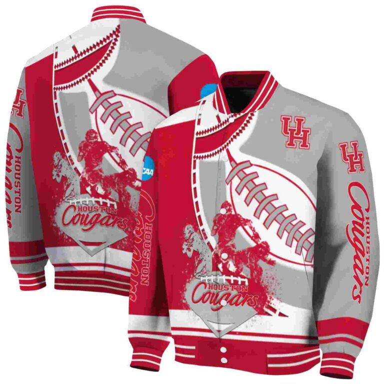 houston cougars baseball stitching gray white jacket fashion forward