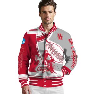 houston cougars baseball stitching gray white jacket high quality