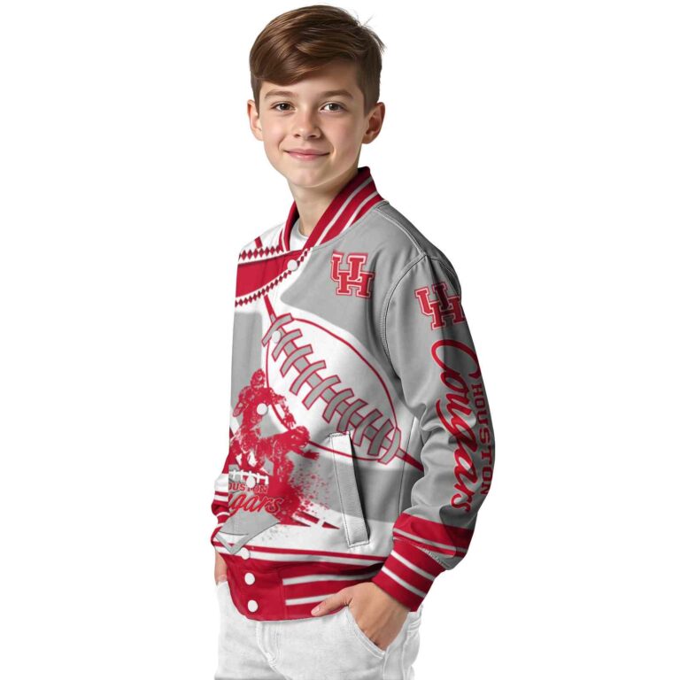 houston cougars baseball stitching gray white jacket trendy