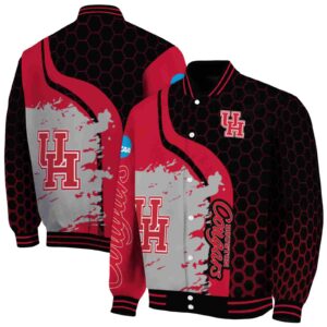 houston cougars hexagonal pattern red black jacket fashion forward