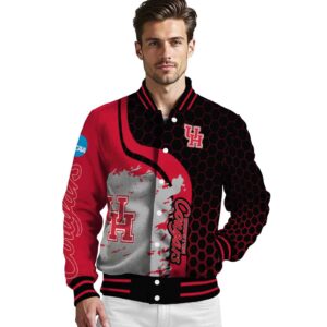 houston cougars hexagonal pattern red black jacket high quality
