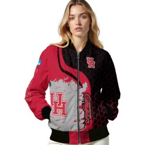 houston cougars hexagonal pattern red black jacket latest model