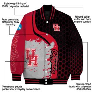 houston cougars hexagonal pattern red black jacket new arrival