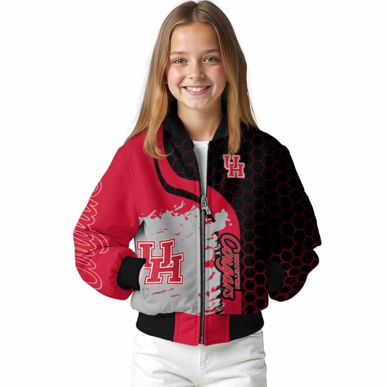 houston cougars hexagonal pattern red black jacket top rated