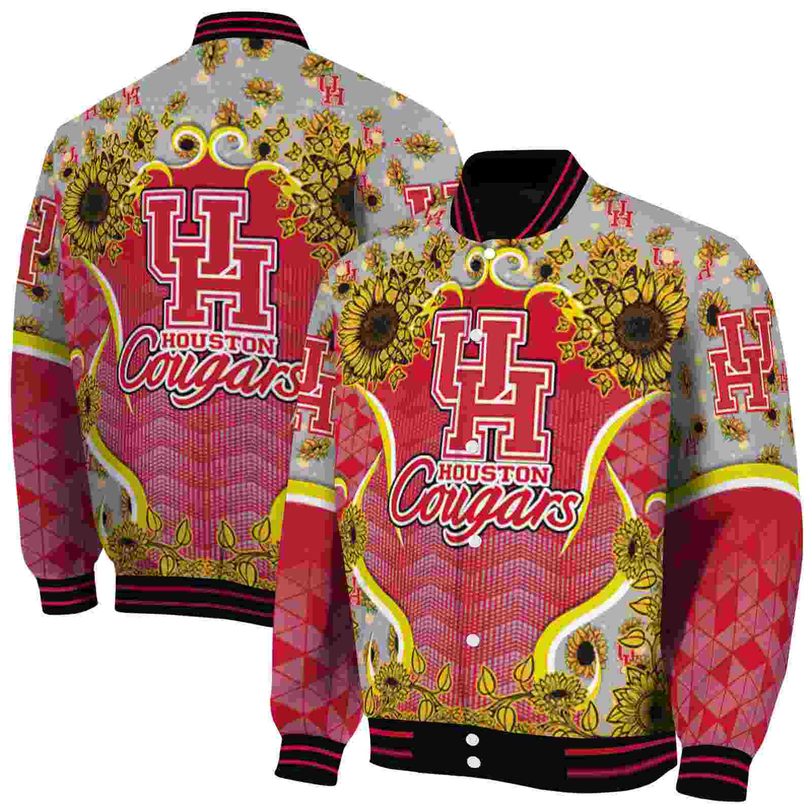 houston cougars sunflower bloom red yellow jacket fashion forward houston cougars sunflower bloom red yellow jacket fashion forward