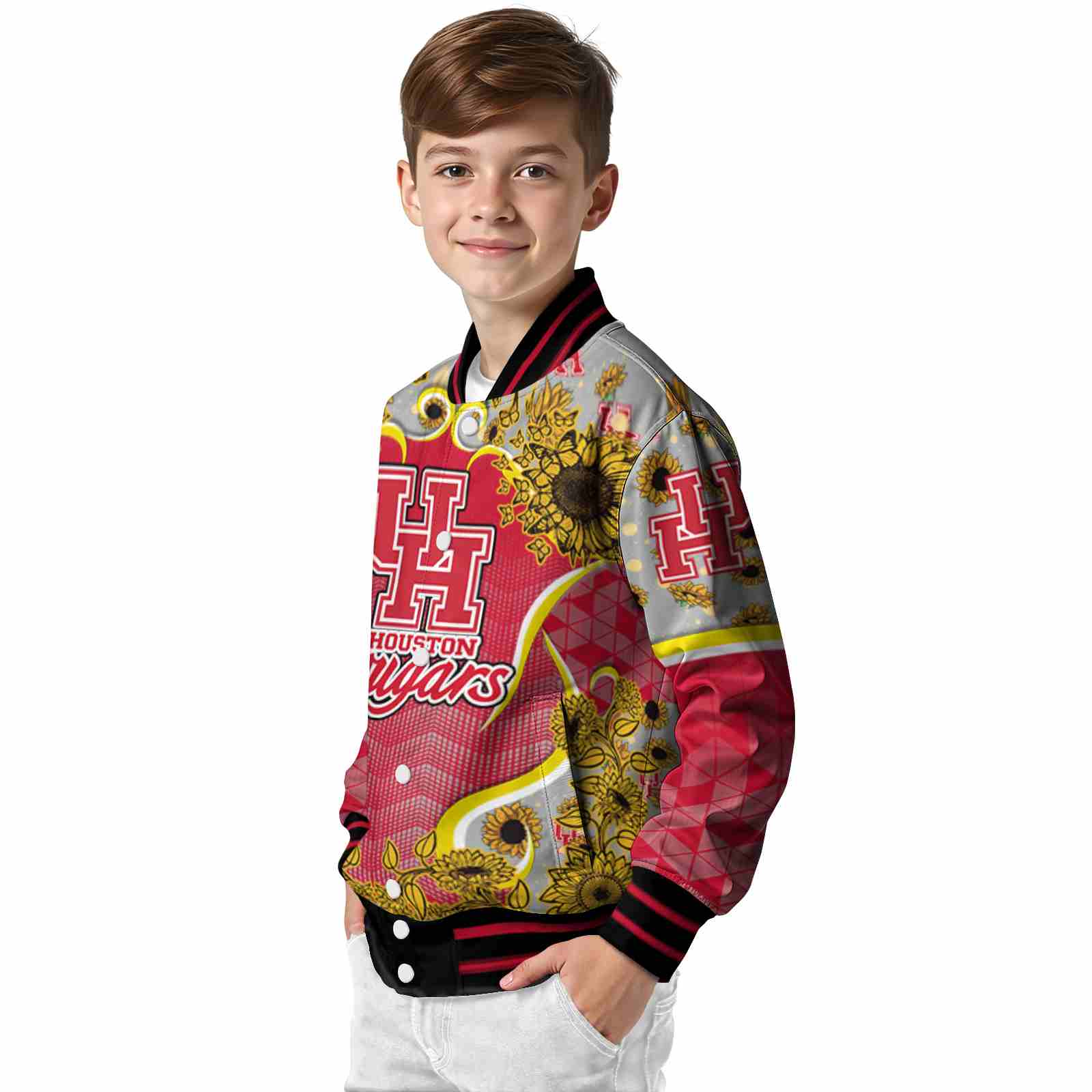houston cougars sunflower bloom red yellow jacket trendy houston cougars sunflower bloom red yellow jacket trendy
