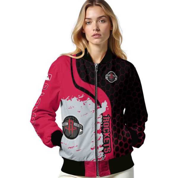 houston rockets hexagonal pattern red black jacket latest model