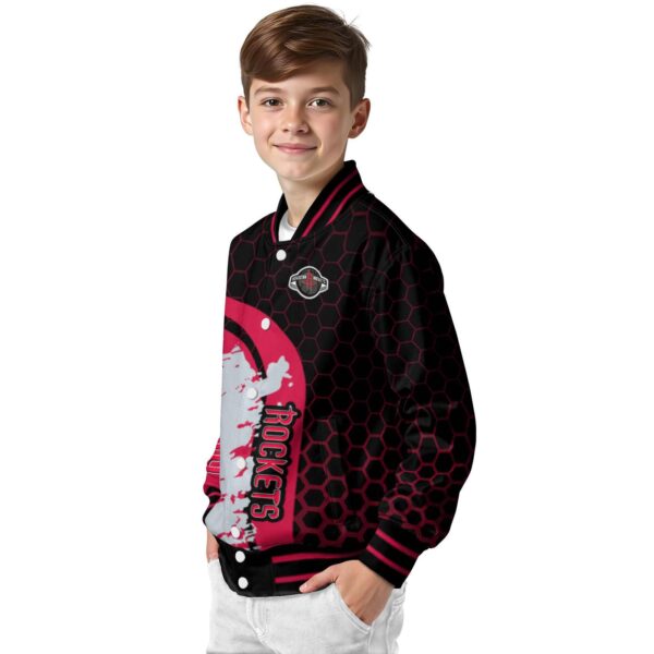 houston rockets hexagonal pattern red black jacket trendy