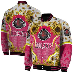houston rockets sunflower bloom red yellow jacket fashion forward