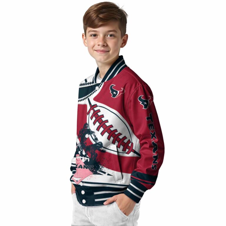 houston texans baseball stitching red white jacket trendy