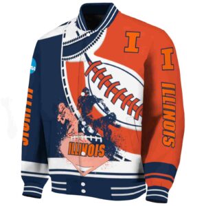 illinois fighting illini baseball stitching orange white jacket best selling