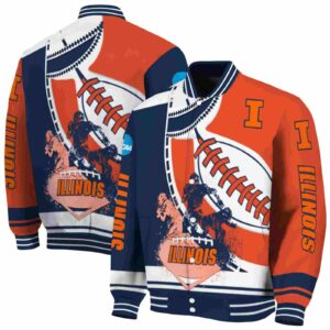 illinois fighting illini baseball stitching orange white jacket fashion forward