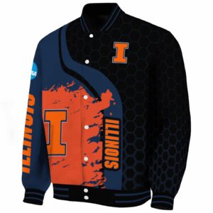 illinois fighting illini hexagonal pattern blue black jacket best selling